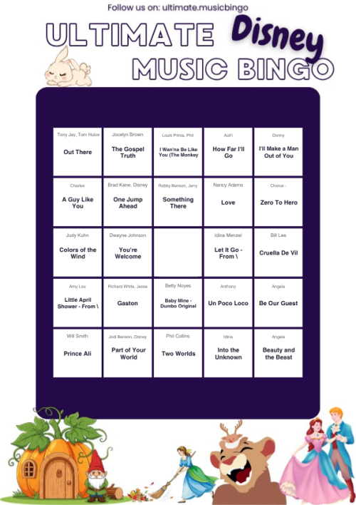Disney Music Bingo