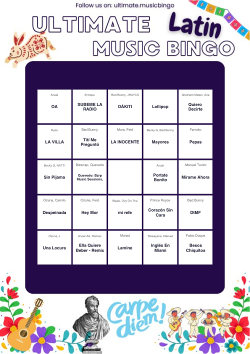 Spanish Music Bingo