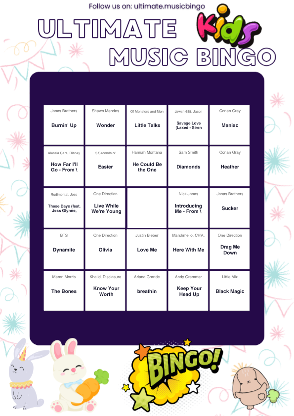 Kids Music Bingo